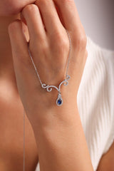 Nereze | Rhodium Plated Blue Stone Necklace with Authentic Motifs - TryAladdin