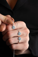 Nereze | Tiny Nazar Evil Eye Model Earrings, Ring and Necklace Set - TryAladdin