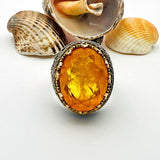 Orange Tourmaline Oval Stone Men's Ring - TryAladdin