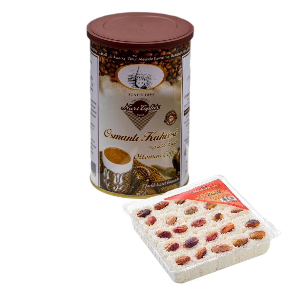 Pistachio Turkish Delight (200g) & Nuri Toplar Ottoman Coffee (250g) Bundle - TryAladdin