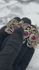 Istanbul Jewelry | Silver Ruby Ottoman Cuff Bracelet