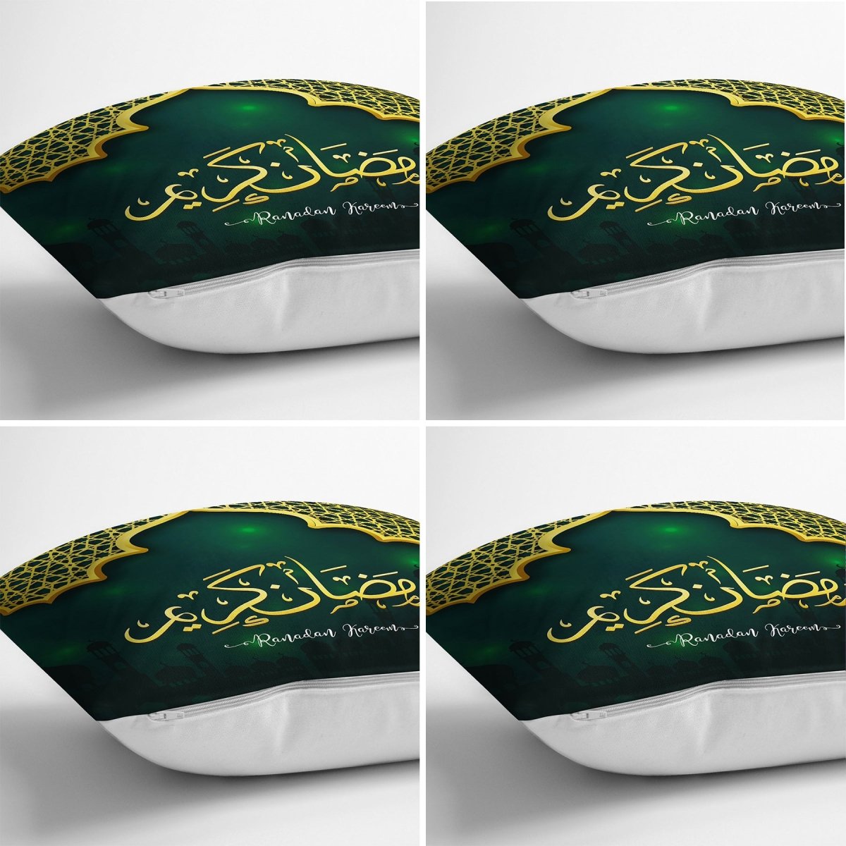 Ramadan Kareem Gold - Detail Digital Printed Runner and Cushion Pillow Cover Set - TryAladdin