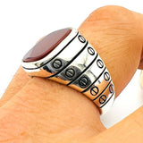 Red Agate Stone Men's Ring - TryAladdin