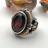 Red Ruby Double Headed Eagle Ring - TryAladdin