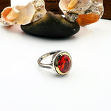 Red Ruby Oval Stone Women's Ring - TryAladdin