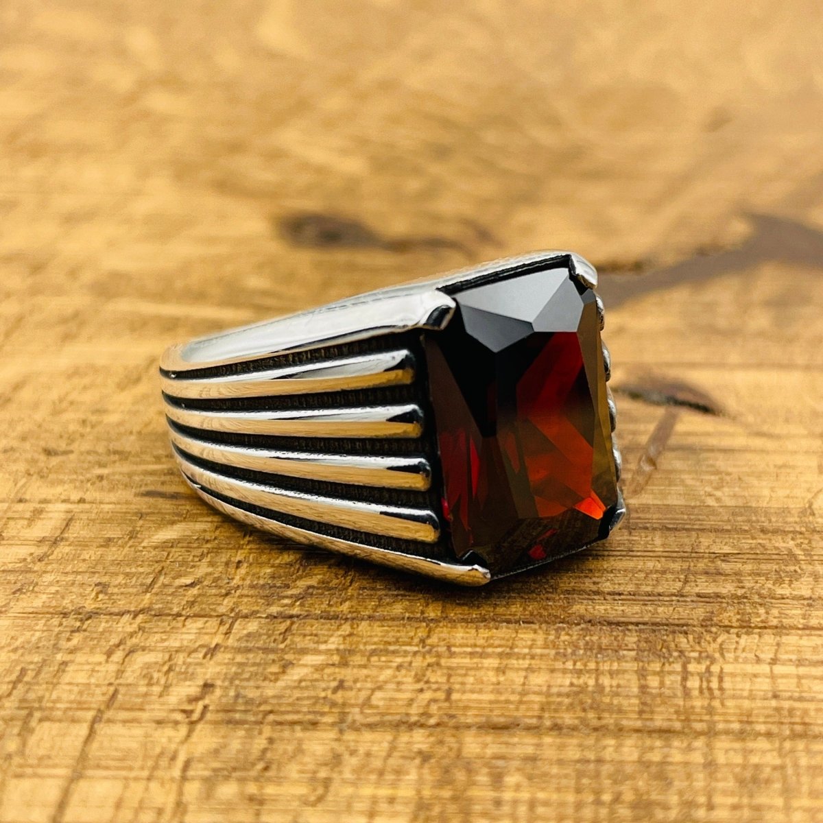 Red Ruby Square Ring Jewelry - TryAladdin