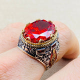 Red Ruby Stone Men's Ring - TryAladdin