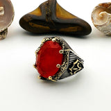 Red Tourmaline Oval Stone Men's Ring - TryAladdin