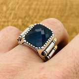 Sapphire Square Stone Men's Ring - TryAladdin