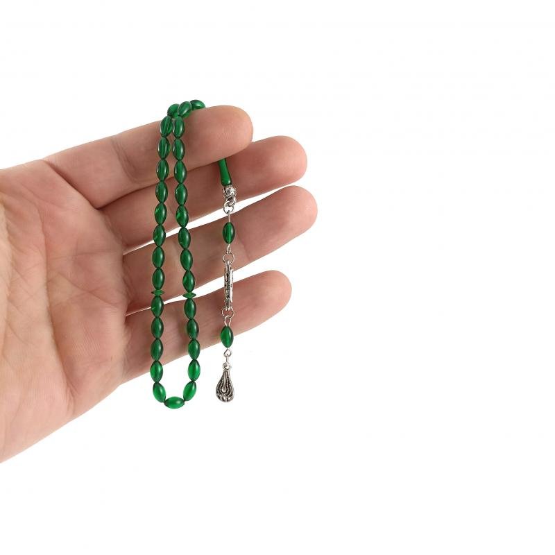 Selderesi | Mini Size Fire Amber Tasbih with Green beads - TryAladdin