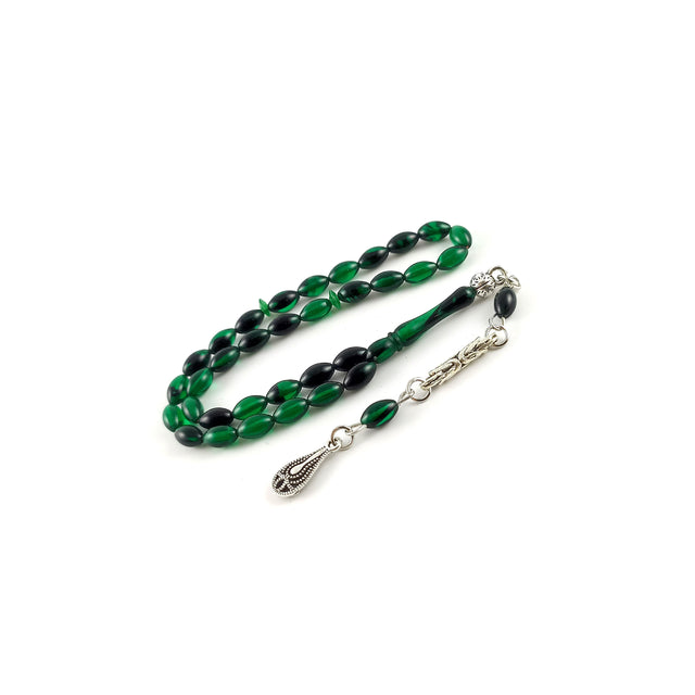 Selderesi | Mini Size Fire Amber Tasbih with Greenish Black beads - TryAladdin