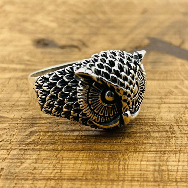 Silver Owl Head Statement Ring - TryAladdin