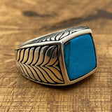 Sterling Silver 925 Handmade Turquoise Men's Ring - TryAladdin