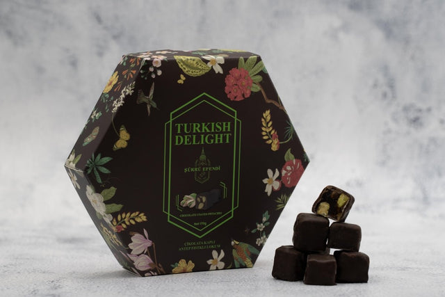 Sukru Efendi 1935 | Turkish Delight Hexagonal Box Chocolate Coated Pistachio - TryAladdin