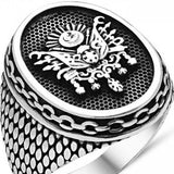 Taki | Silver Men's Ring with Ottoman State Coat of Arms Motif - TryAladdin