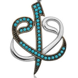 Taki | Double Waw Aleph Letters Islamic Motivated Ladies Silver Necklace with Turquoise Stone - TryAladdin