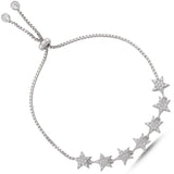 Taki | Zircon Stone Stars Silver Bracelet with Flexible Lock - TryAladdin