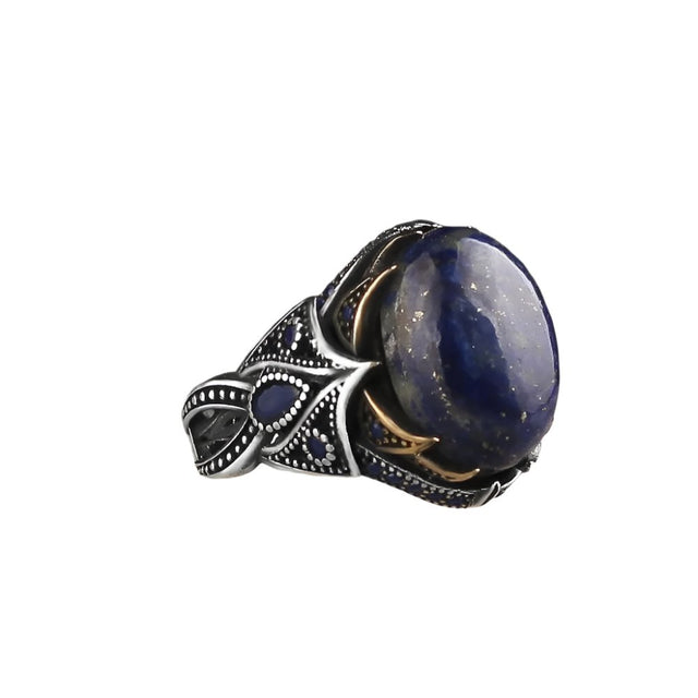 Tesbihevim | Men's Silver Ring with Lapis Stone - TryAladdin