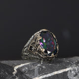 Tesbihevim | Men's Silver Ring with Mystic Topaz Stone - TryAladdin