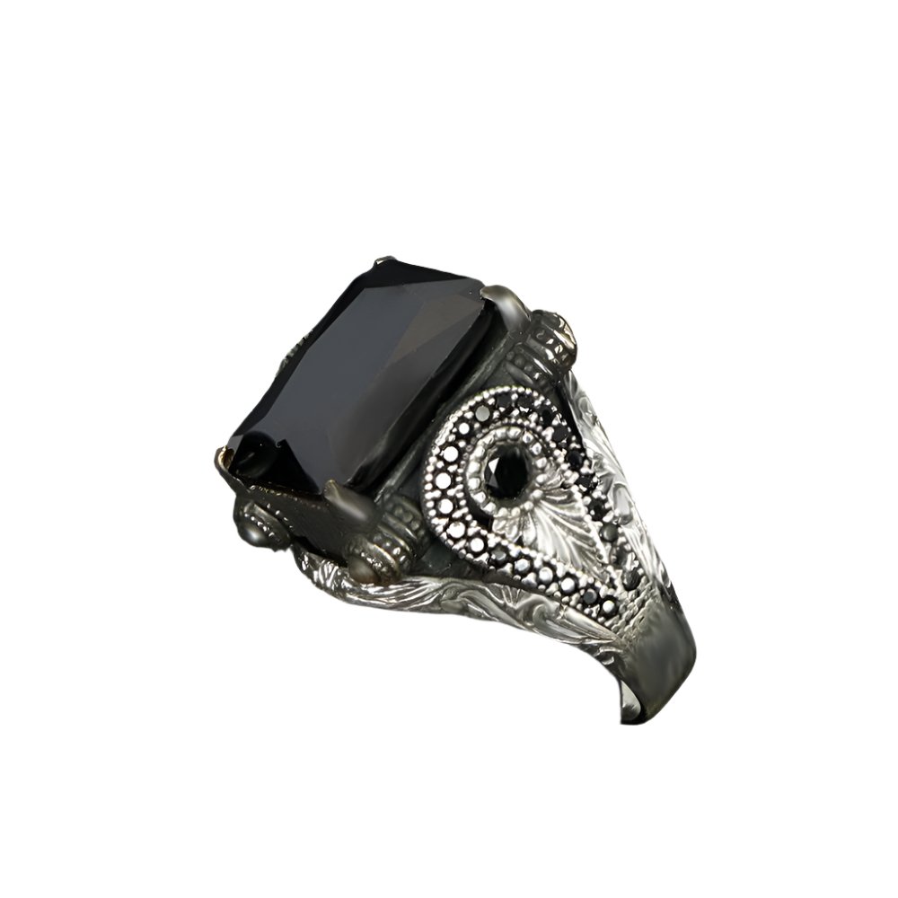 Tesbihevim | Men's Silver Ring with Zircon Stone - TryAladdin