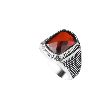 Tesbihevim | Men's Silver Ring with Zircon Stone - TryAladdin