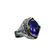 Tesbihevim | Silver Ring for Men with Parliament Blue Zircon Stone - TryAladdin