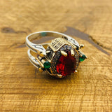 Unique Reversible Ruby and Turquoise Ring - TryAladdin