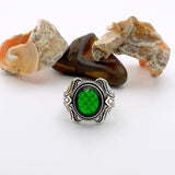 Unisex Green Emerald Silver Ring - TryAladdin