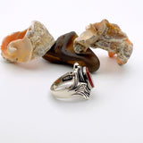 Unisex Red Agate Silver Ring - TryAladdin