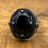 Vintage Black Onyx Silver Ring - TryAladdin