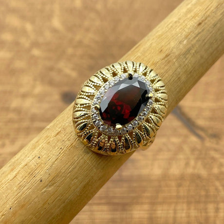 Women's Dark Ruby Stone Silver Ring - TryAladdin