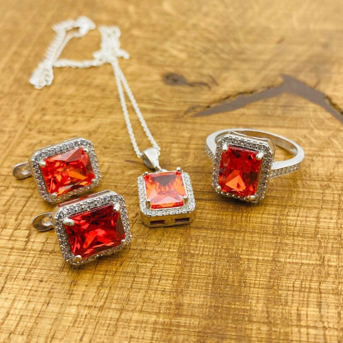 Women's Garnet Stone Jewelry Set - TryAladdin