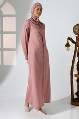 Women's Zippered One - Piece Self - Covered Pink Prayer Dress - TryAladdin