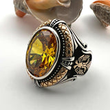 Yellow Citrine Stone Men's Ring - TryAladdin