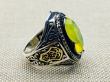 Yellow Tourmaline Men's Silver Ring - TryAladdin