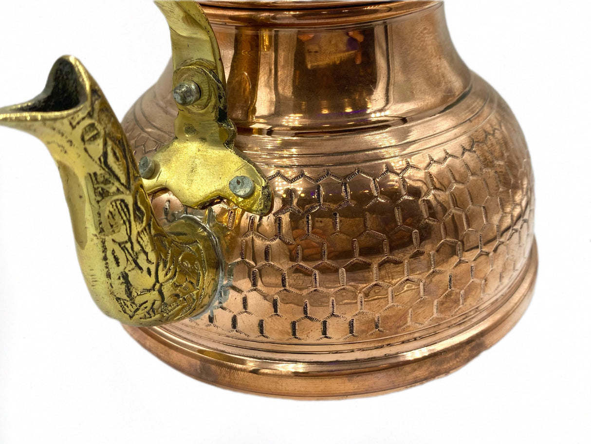 Lavina | Copper Tea Pot Honeycomb Pattern (19 cm) - TryAladdin