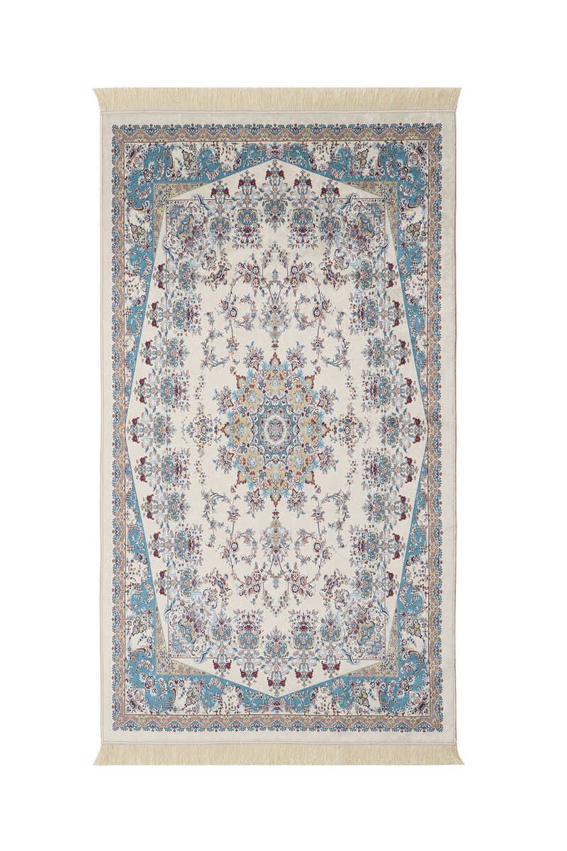 Bursa Ipek | Ecru Velvet Carpet Prayer Rug - TryAladdin