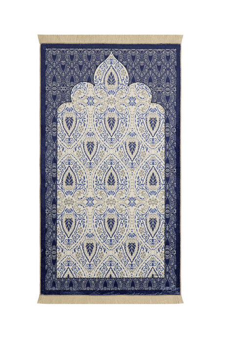 Bursa Ipek | Navy Blue Bamboo Carpet Prayer Rug - TryAladdin