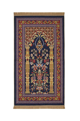 Bursa Ipek | Navy Blue Velvet Carpet Prayer Rug - TryAladdin