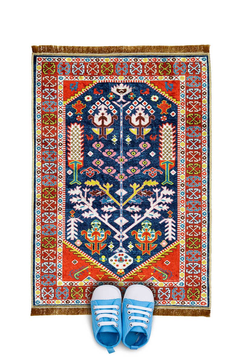 Bursa Ipek | Red Velvet Children's Prayer Rug - TryAladdin