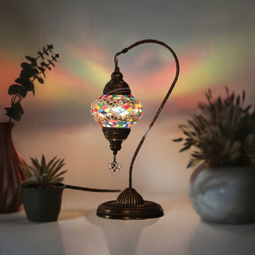 HND Handicraft | Handmade Swan Neck Mosaic Lamp - Fishing Mosaic Lamp - TryAladdin