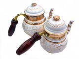 Lavina | Copper Double Turkish Teapot with Erzincan Design - TryAladdin