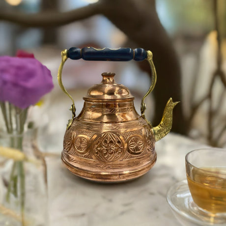 Lavina | Copper Tea Pot Traditional Patterned (19 cm) - TryAladdin