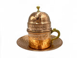 Lavina | Copper Turkish Coffee Cup with Lid and Plate (10 cm) - TryAladdin