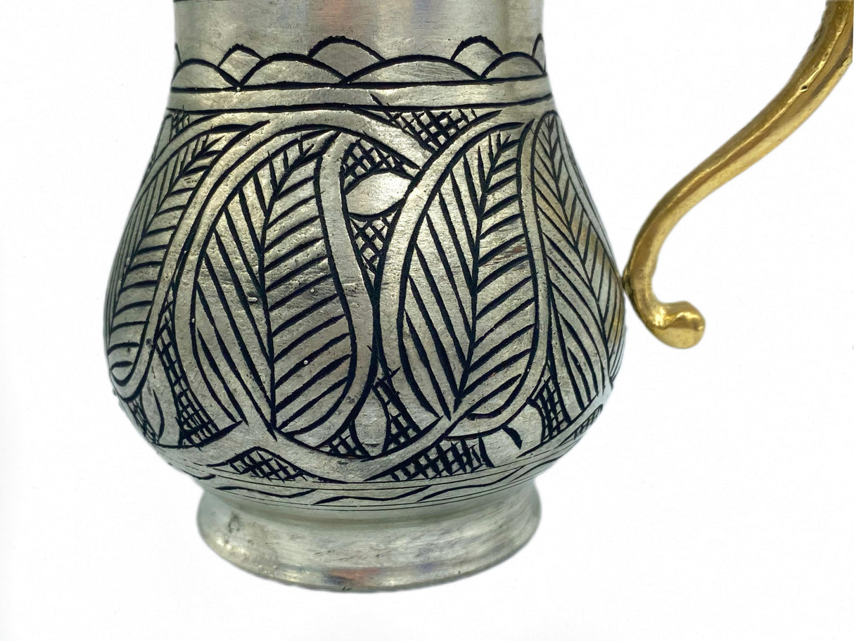 Lavina | Silver Copper Cup with Leaf Patterned (10 cm) - TryAladdin