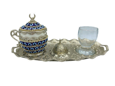 Lavina | Turkish Coffee Cup Set With Nazar Bead Design - TryAladdin