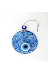 Blue and White Glass Nazar Bead Handcrafted Glass Wall Ornament - TryAladdin