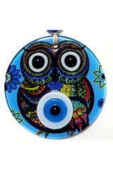 Blue Nazar Beads Owl Model, Blessing and Prosperity Bead Fusion Glass Wall Ornament - TryAladdin