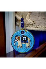 Gilded Elephant Model Blue Nazar Beaded Wall Ornament - TryAladdin