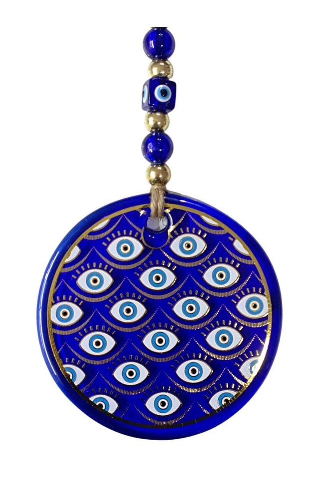 Nazar Bead Glass Wall Ornament with Gilded Eyes Motif - TryAladdin